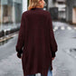 Long Sleeve Waffle-Knit Cardigan