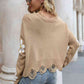 Flower Distressed Long Sleeve Sweater - Deals DejaVu
