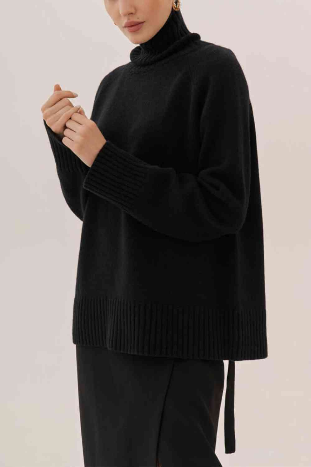 Turtle Neck Raglan Sleeve Sweater - Deals DejaVu