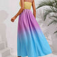 Color Block Tie Shoulder Smocked Maxi Dress (BWMT) T - Deals DejaVu