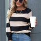 Horizontal Stripe Raglan Sleeve Sweater - Deals DejaVu