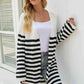 Striped Open Front Longline Cardigan