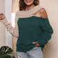 Asymmetrical Long Sleeve Two-Tone Cutout Sweater