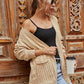 Ribbed Open Front Long Sleeve Cardigan with Pockets