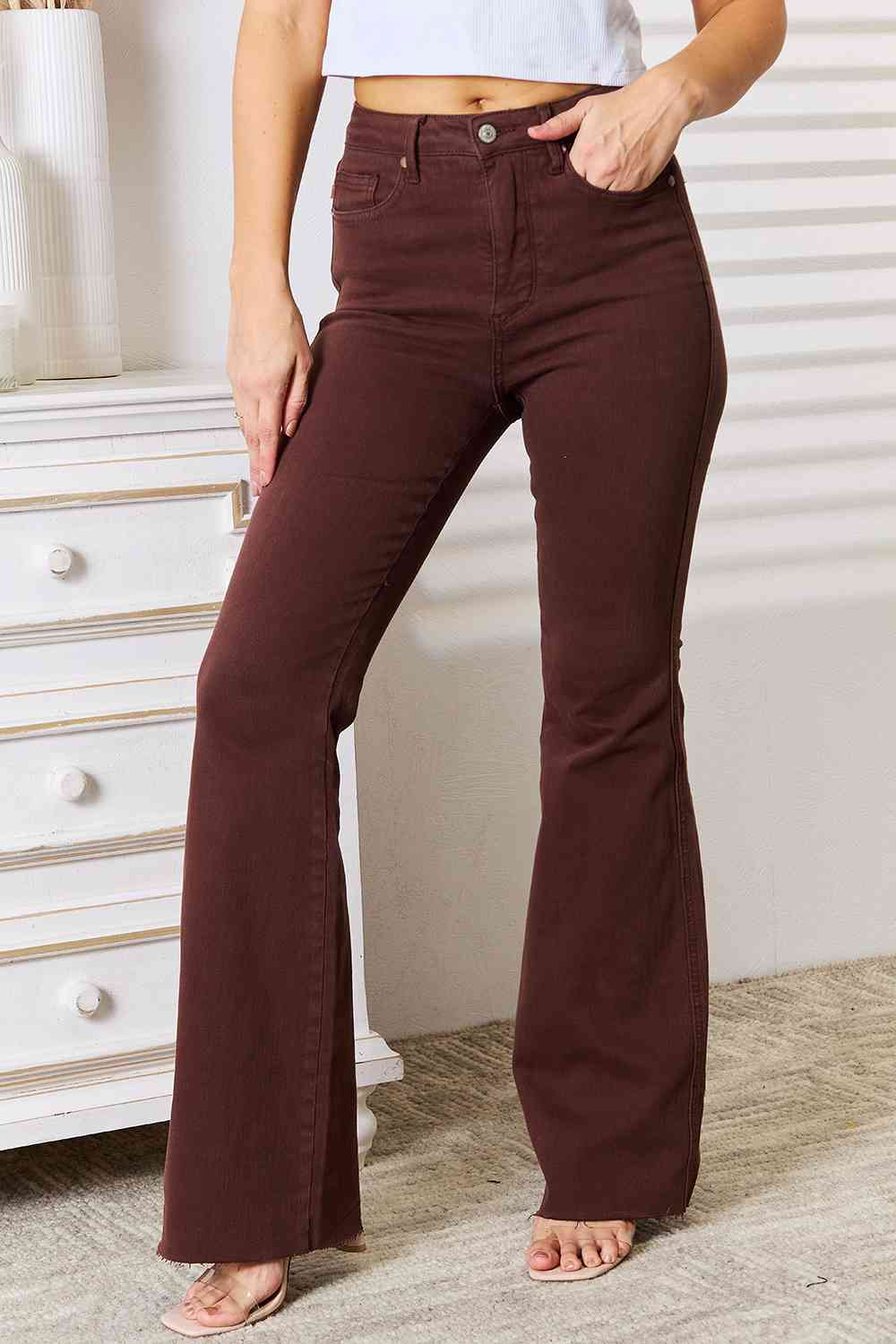Judy Blue Full Size Tummy Control Garment Dyed Flare (BFD) T - Deals DejaVu