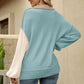Color Block Round Neck Dropped Shoulder Sweater