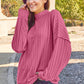 Basic Bae Full Size Ribbed Exposed Seam Mock Neck Knit Top