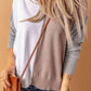 Double Take Color Block V-Neck Ribbed Trim Sweater