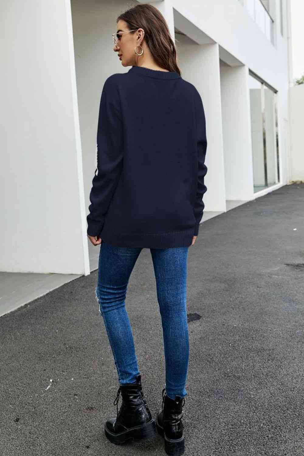 Round Neck Dropped Shoulder Sweater