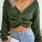 Twisted Front Long Sleeve Cropped Sweater