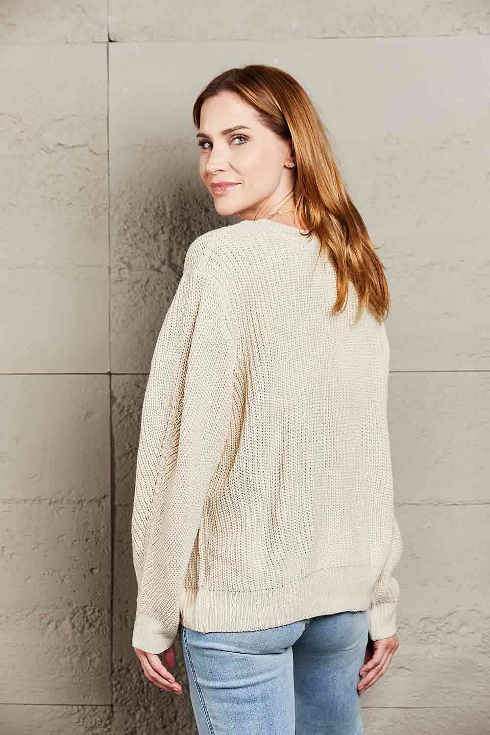 Double Take Button Down Rib-Knit Reversible Sweater - Deals DejaVu