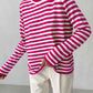 Striped Round Neck Long Sleeve Sweater - Deals DejaVu