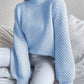 Openwork Mock Neck Long Sleeve Sweater - Deals DejaVu