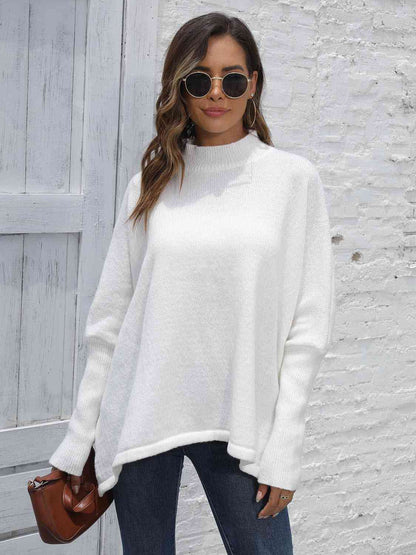 Loose Hem Plain Sweater - Deals DejaVu