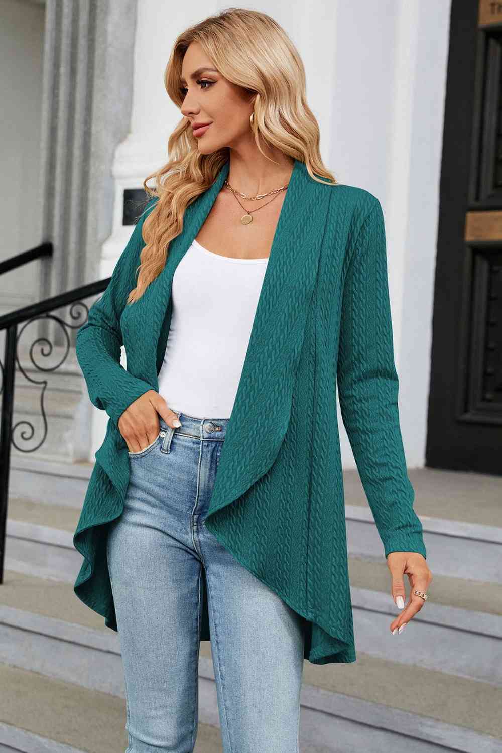 Open Front Long Sleeve Cardigan - Deals DejaVu