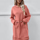 Slit Long Sleeve Hooded Dress with Pocket (MWBT) T - Deals DejaVu