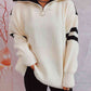 Ribbed Two-Tone Half Zip Sweater - Deals DejaVu