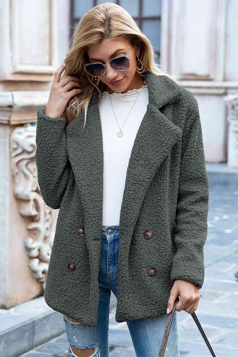 Full Size Lapel Collar Sherpa Coat (BFD) T - Deals DejaVu