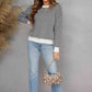 Chevron Ribbed Trim Dropped Shoulder Knit Pullover