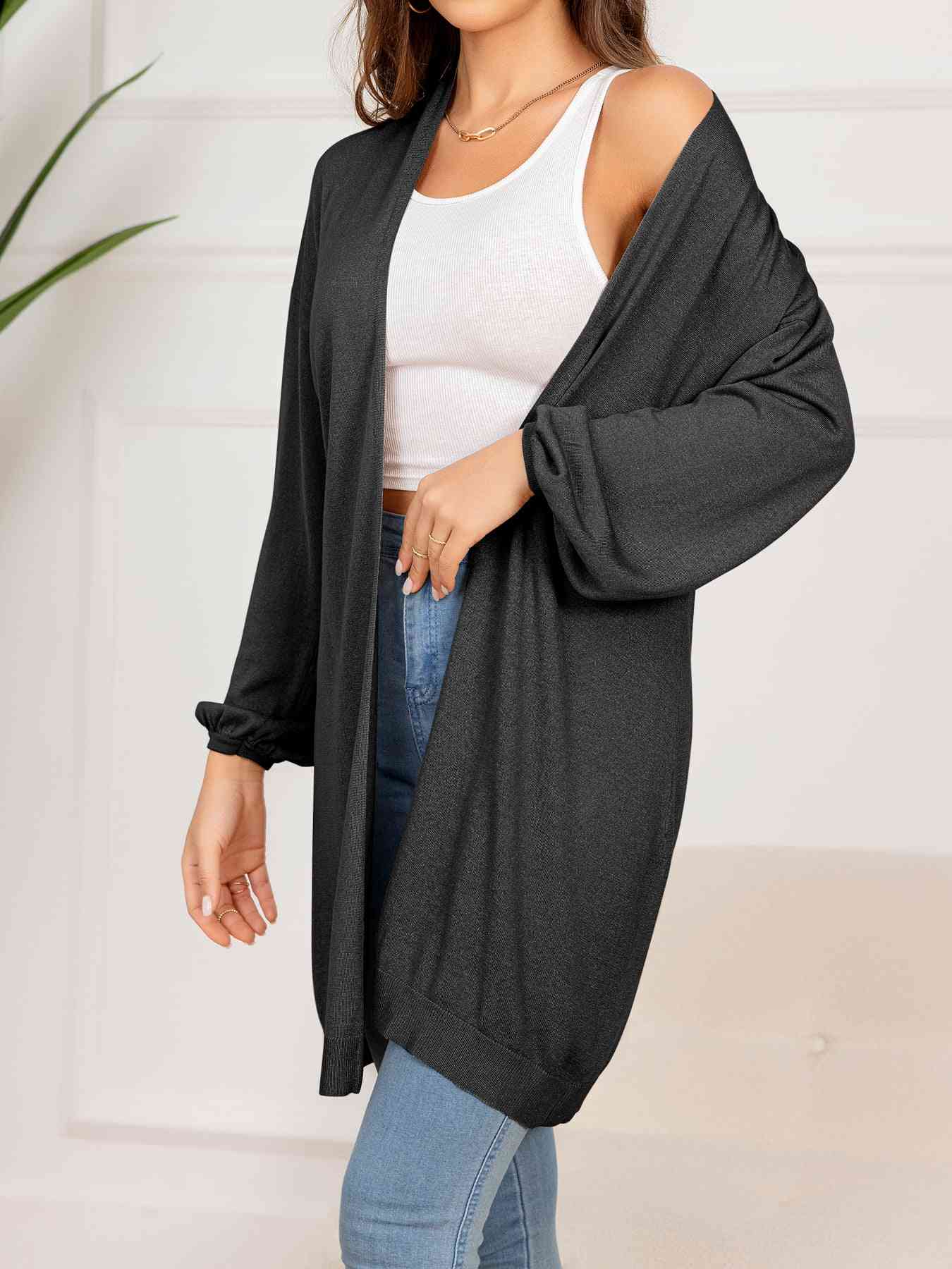 Dropped Shoulder Open Front Longline Cardigan - Deals DejaVu