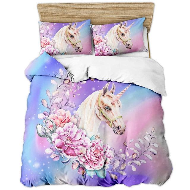 Fashion 3d digital unicorn printing Duvet Cover Sets 1 Quilt Cover + 1/2 Pillowcases (7BM)(8BM)