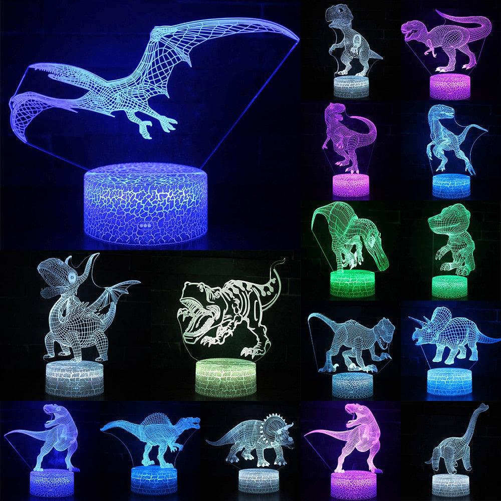 3D LED Night Light Lamp Dinosaur Series 16Color 3D Night light - Remote Control Table Lamps (LL4)1(1U58)