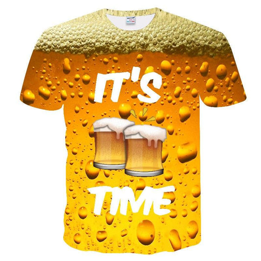 3D T shirt - Men's Casual Funny Beer Print T-shirt - Summer Style Party Tops (TM2)