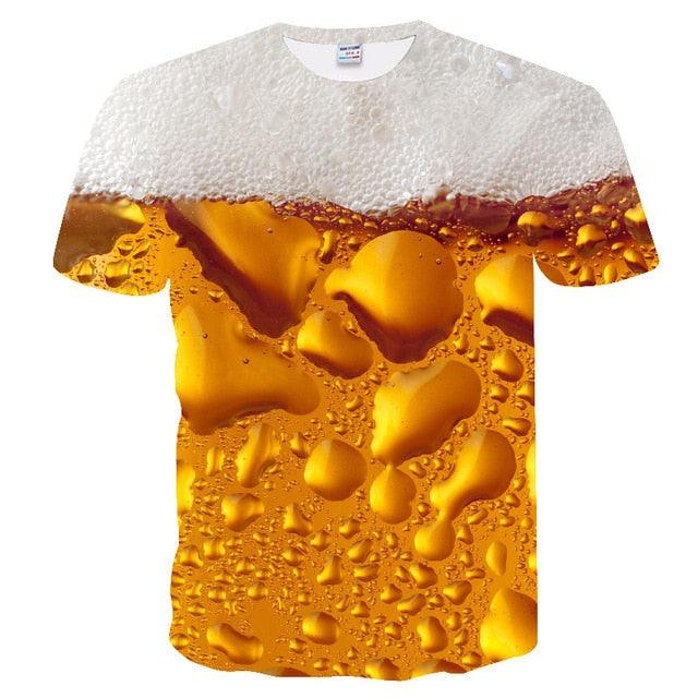 3D T shirt - Men's Casual Funny Beer Print T-shirt - Summer Style Party Tops (TM2)