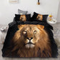 3PCS Wolf Tiger Lion Animal Pattern Bedding Sets - Super King Cover Pillowcase Comforter Textiles Bedding Set(7BM)(8BM)(9BM)(F63)