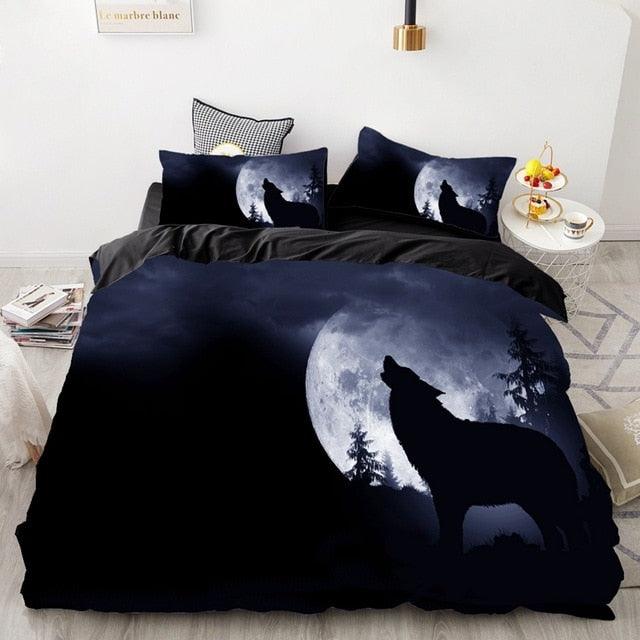 3PCS Wolf Tiger Lion Animal Pattern Bedding Sets - Super King Cover Pillowcase Comforter Textiles Bedding Set(7BM)(8BM)(9BM)(F63)
