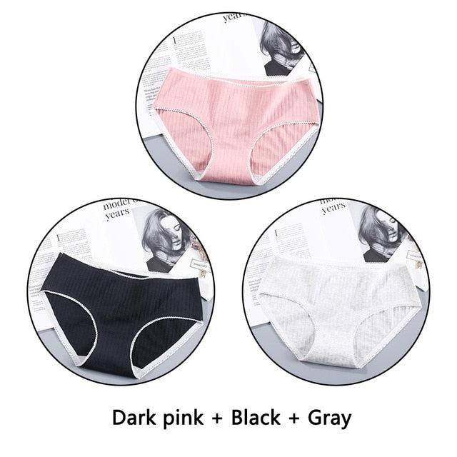 Beautiful 3Pcs Seamless Briefs Cotton Women Panties Lingerie - Mid Rise Sexy Underwear (D28)(TSP3)