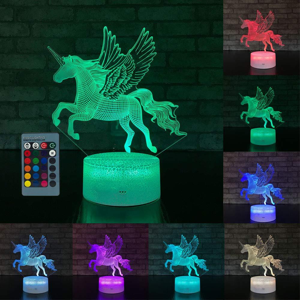 3W Remote Or Touch Control 3D LED Night Light Unicorn Shaped Table Desk Lamp (LL4)1(1U58)
