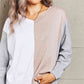 Double Take Color Block V-Neck Ribbed Trim Sweater