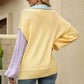 Color Block Round Neck Dropped Shoulder Sweater