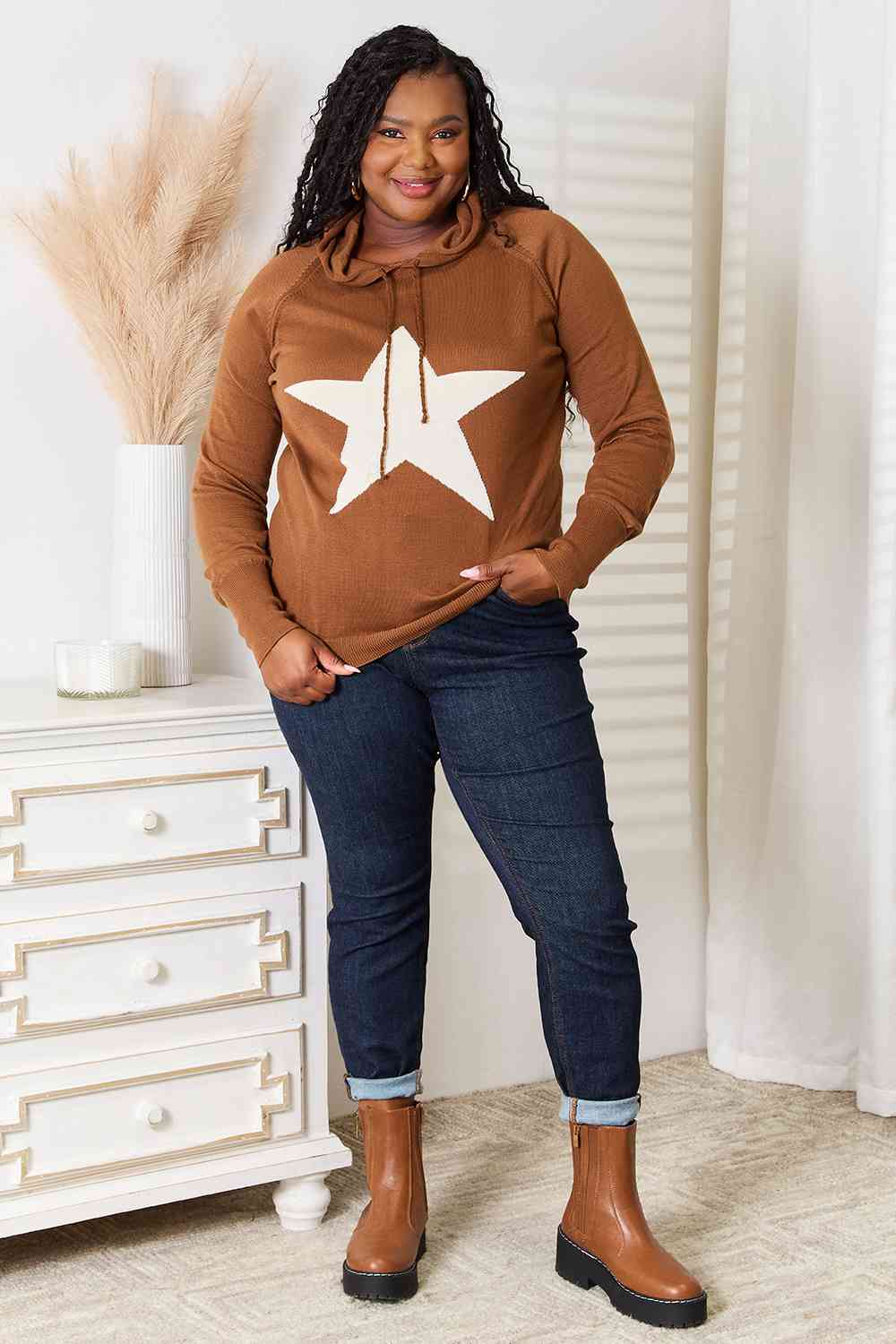 Heimish Full Size Star Graphic Hooded Sweater (BFD) T - Deals DejaVu