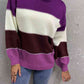 Color Block Lantern Sleeve Turtleneck Sweater - Deals DejaVu