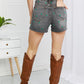 Judy Blue Full Size Cactus Contrast Raw Hem Slit Denim Shorts (TBL2) T