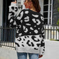 Woven Right Leopard Ribbed Trim Dropped Shoulder Sweater
