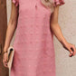 Swiss Dot Notched Neck Flutter Sleeve Dress - Deals DejaVu