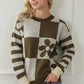 Contrast Round Neck Long Sleeve Sweater - Deals DejaVu