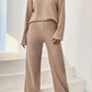 Ribbed Half Button Top and Pants Set