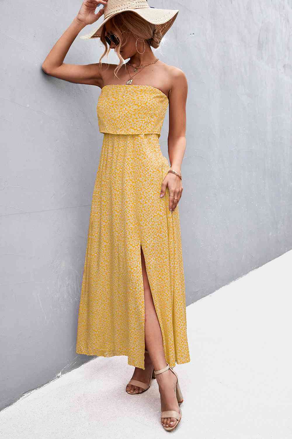 Strapless Split Maxi Dress (BWMT) T - Deals DejaVu