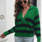 Striped Johnny Collar Sweater - Deals DejaVu