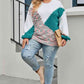Plus Size Color Block Round Neck Sweater - Deals DejaVu