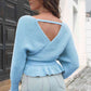 Tie Waist Ruffle Hem Sweater - Deals DejaVu