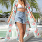 Floral Slit Half Sleeve Cover-Up (TB11D) T