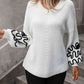 Contrast Drop Shoulder Round Neck Sweater - Deals DejaVu