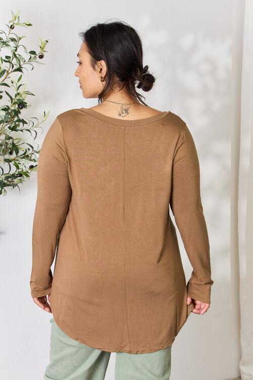 Zenana Full Size Long Sleeve V-Neck Top