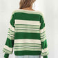Striped V-Neck Dropped Shoulder Sweater