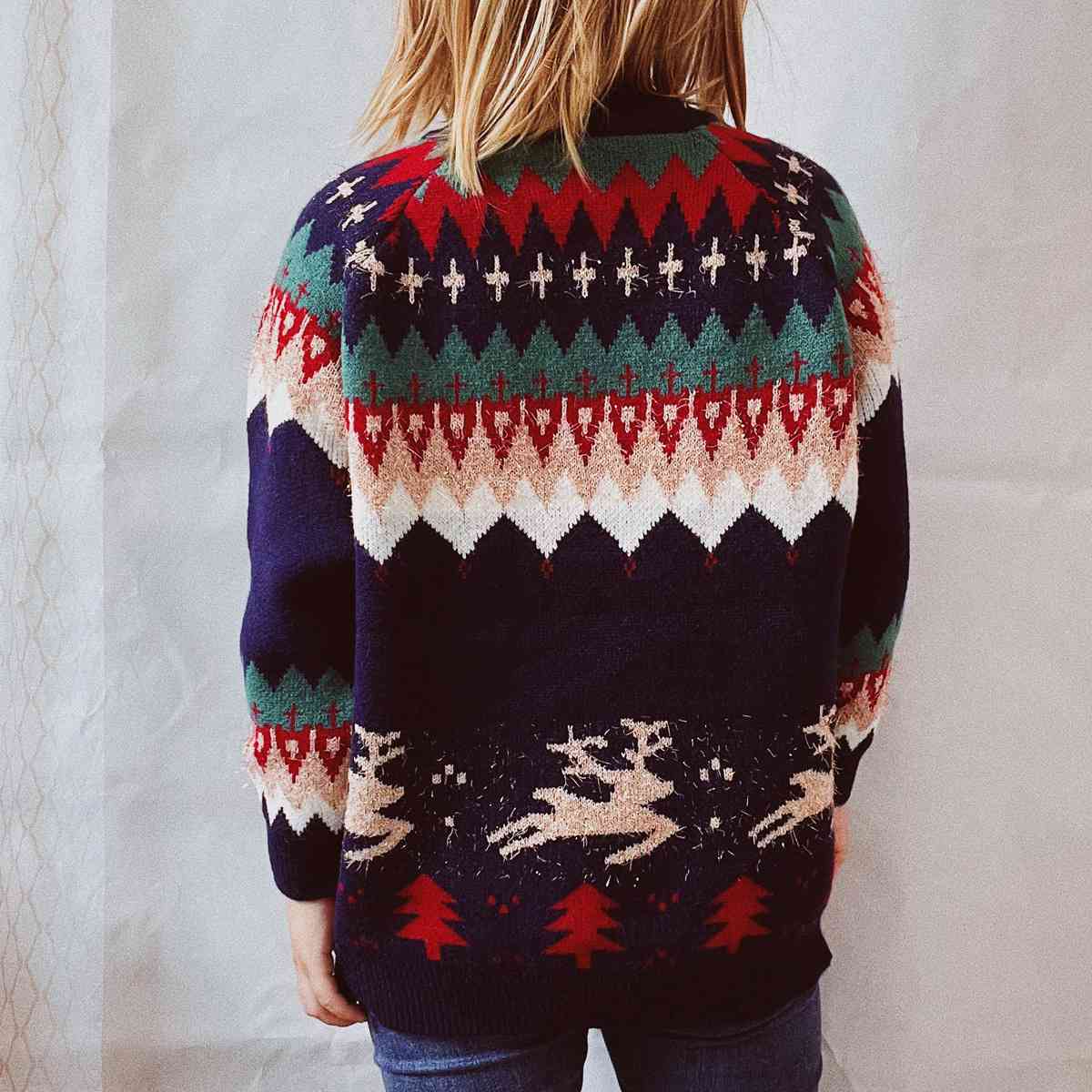 Christmas Element Long Sleeve Sweater - Deals DejaVu